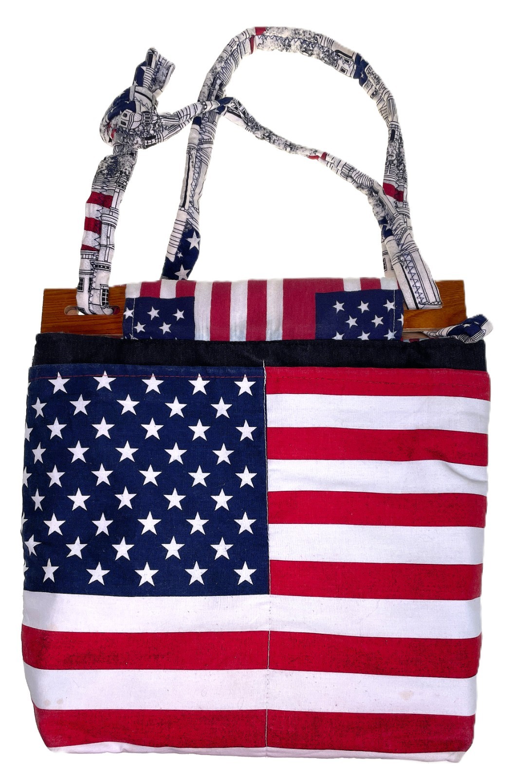 Handmade Purse Patriotic Stars Stripes Flag Capitol Cotton Fabric Shoulder Bag