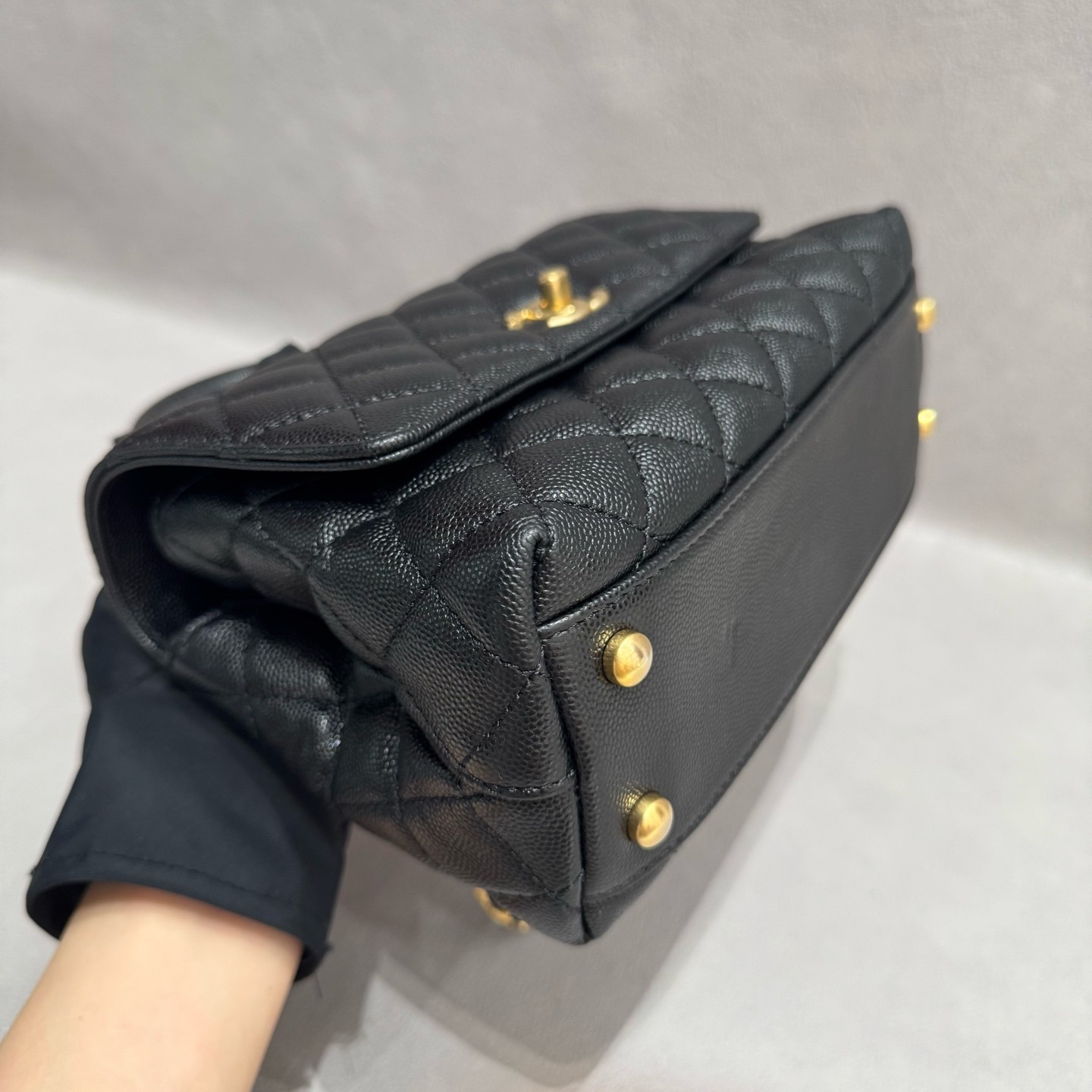 Chanel Coco Handle Small Black Caviar Leather Top Handle Crossbody Bag US Ship