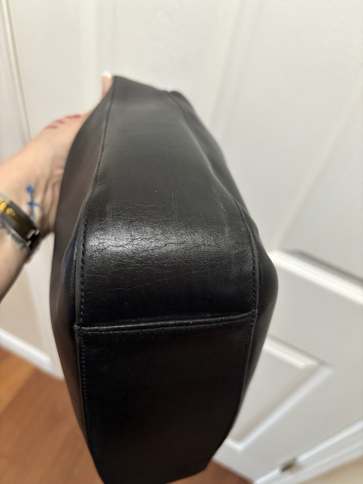 Coach VINTAGE F0D-9180 Whitney MADE IN USA Black Glove Tanned Leather Hobo EUC
