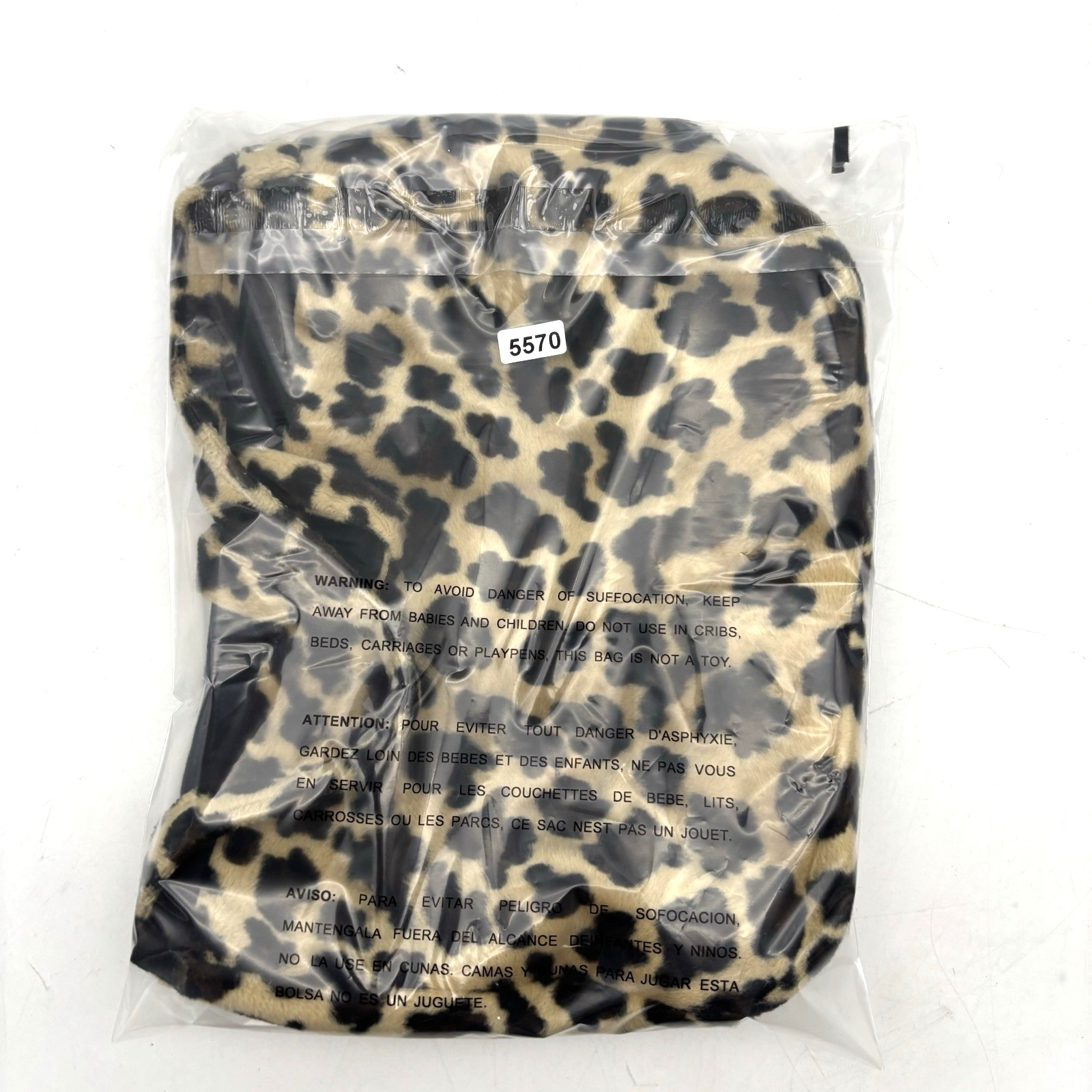 Vintage 90s Y2K Brown Leopard Print Fuzzy Medium Wristlet Clutch Purse 11×7″