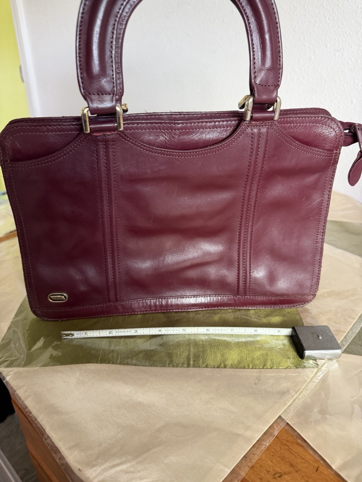 Philippe Women’s Burgundy Satchel Top Handle Bag Zip Closure Lined Pockets Solid
