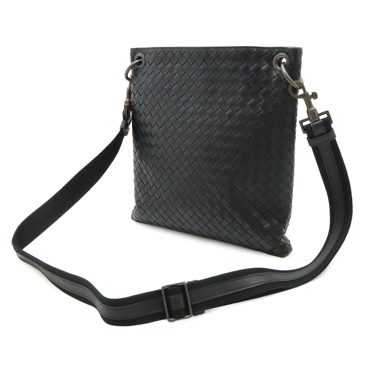 BOTTEGA VENETA Intrecciato Shoulder Bag Crossbody Leather Black 172736