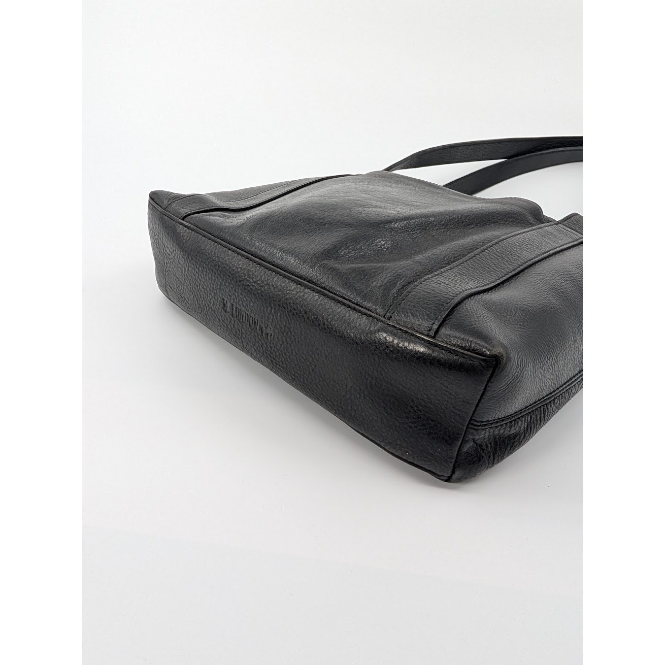 M London Leather Tote Bag Black Medium Pebbled Handbag Neutral Travel Minimalist