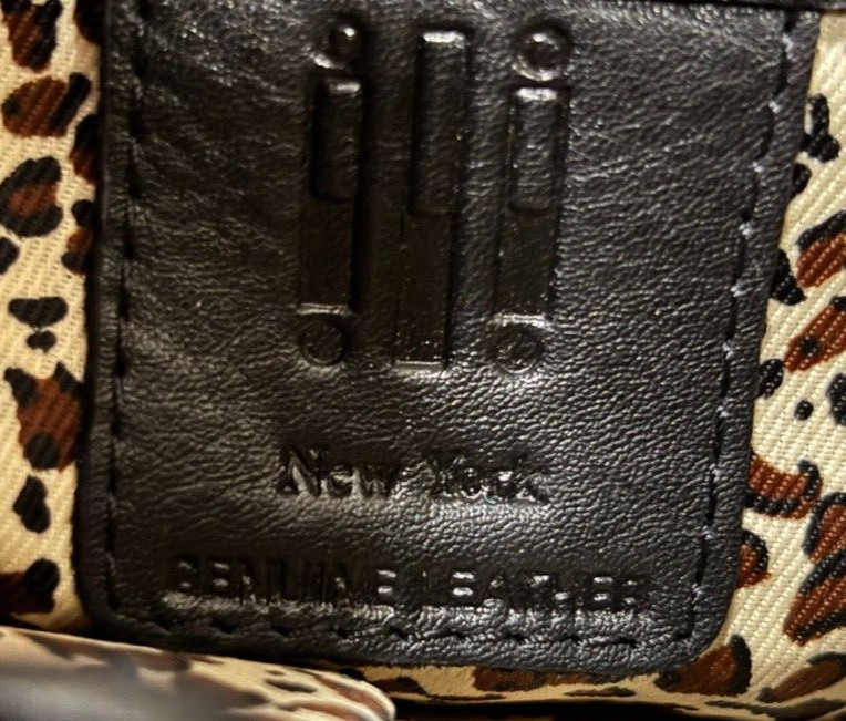 BLACK LEATHER DOUBLE RAINDROP HANDLES, SHOULDER BAG, LEOPARD FABRIC LINING