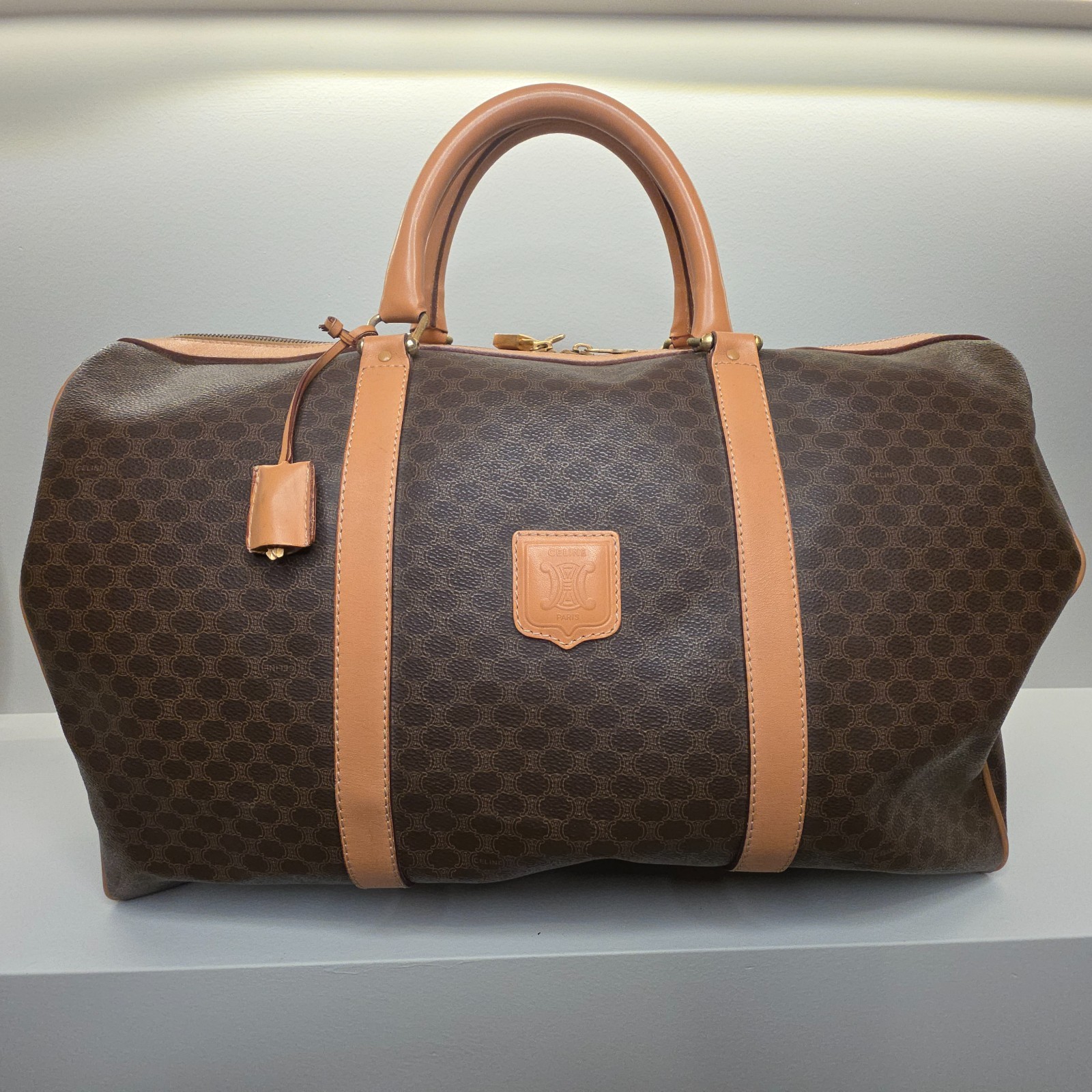 CELINE Triomphe Macadam Boston Travel / Keepall Bag Incl..Clochette/keys/lock