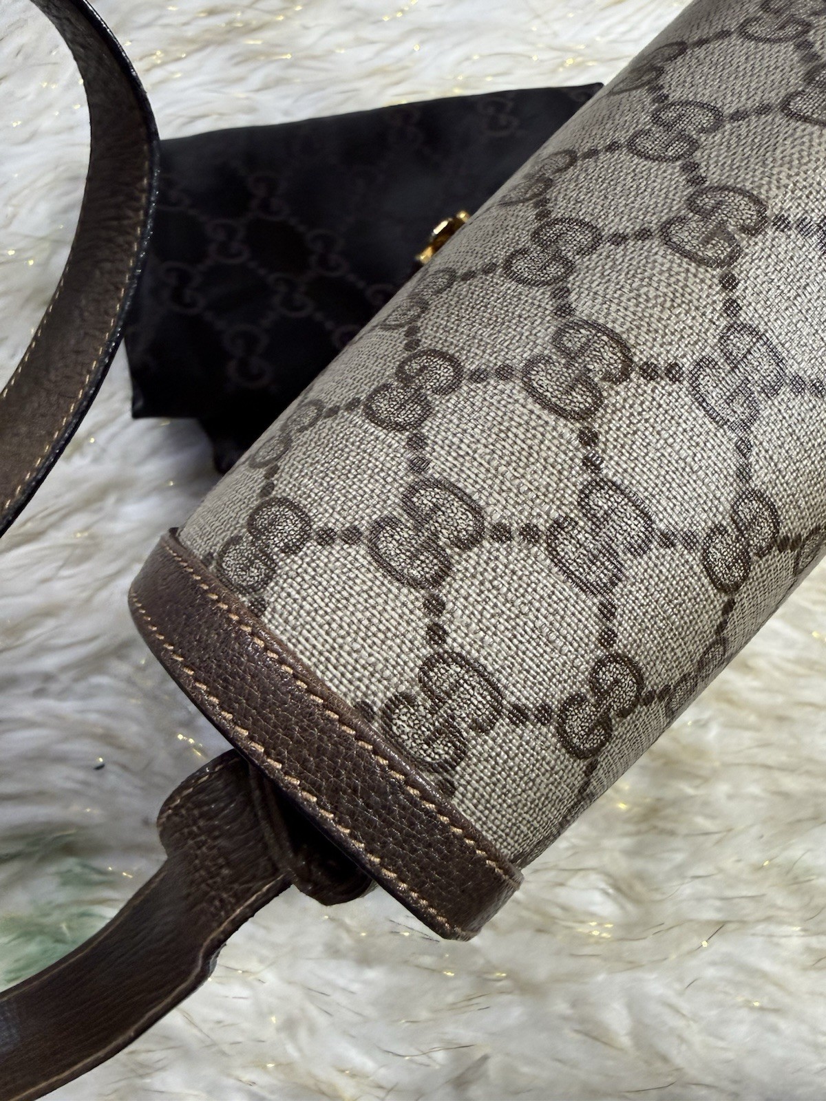 Gucci GG Supreme PVC Canvas leather Brown shoulder bag W/ Duster