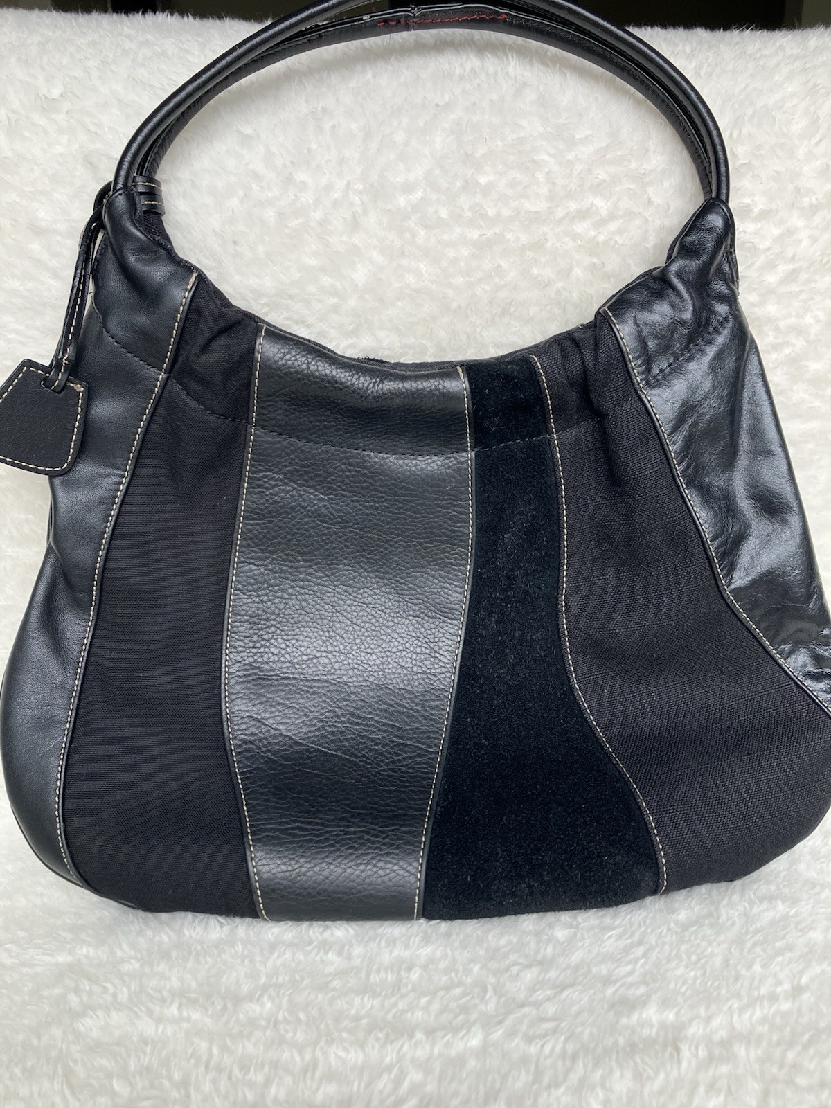 Franco Sarto Multi Texture Mixed Media Hobo Shoulder Bag Boho Inspired