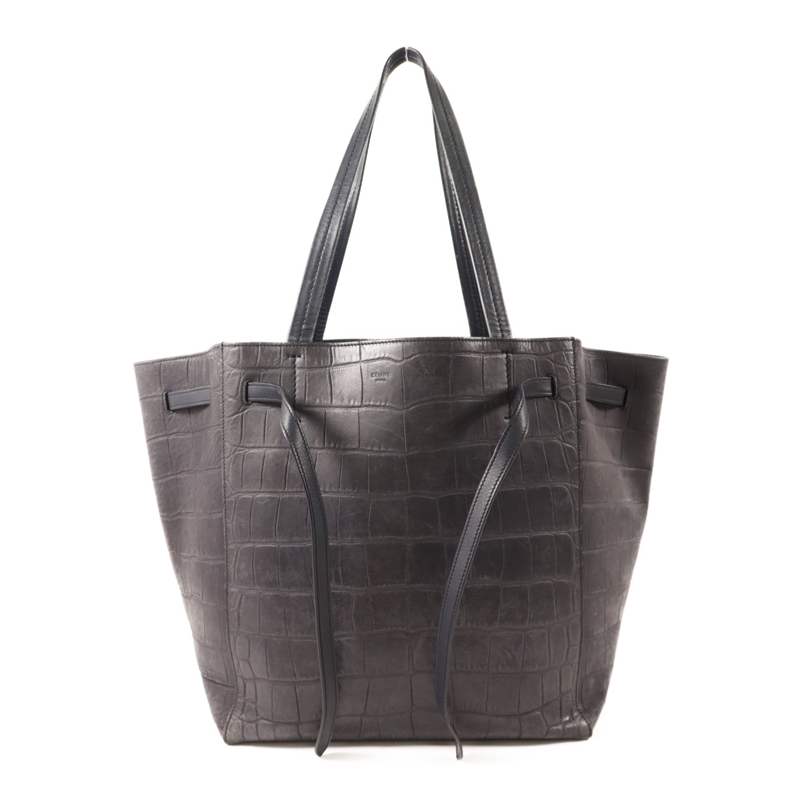 CELINE GHW Small Cabas Phantom Shoulder Bag 176023ACP Calfskin Leather Navy