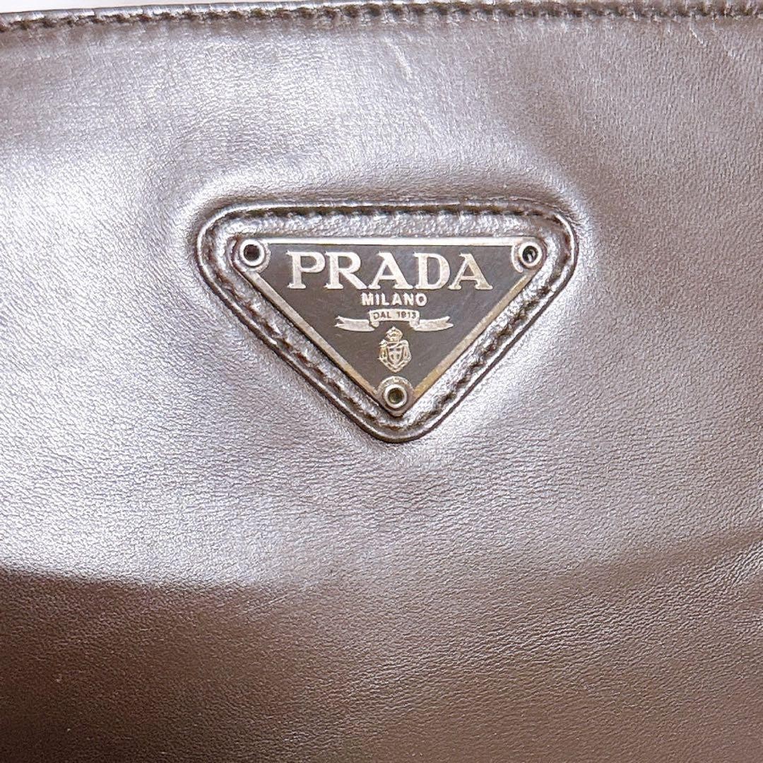 PRADA Leather Tote Bag Brown 23cm x 27cm x 9cm Excellent Condition Authentic