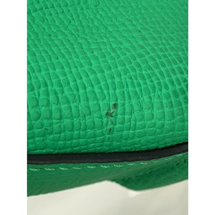 Longchamp Green Leather Shoulder Bag Women 9.45×6.69×1.77 Auth