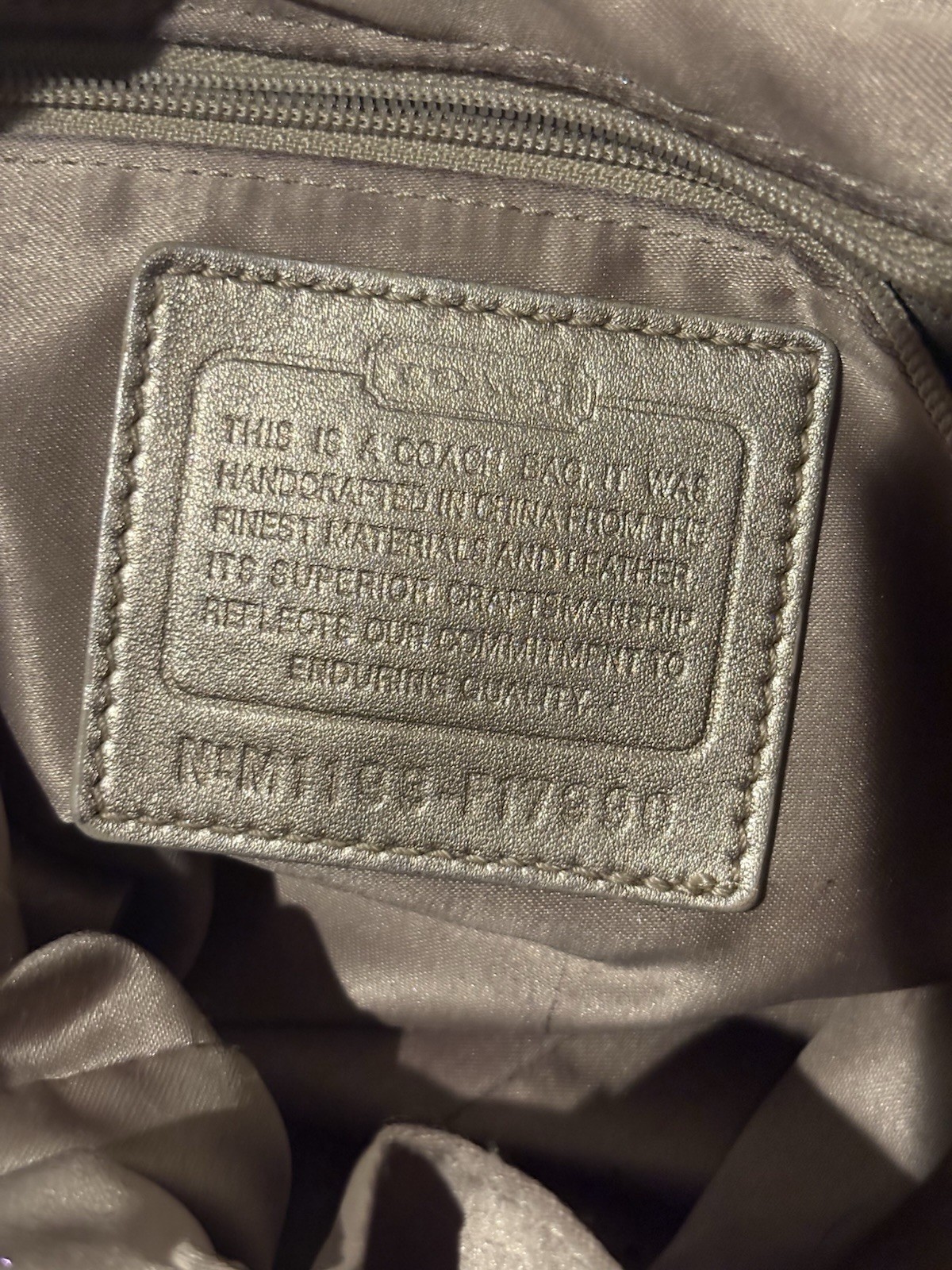 Coach Signature Beige Small Shoulder Bag Zip Silver Hardware Detachable Strap