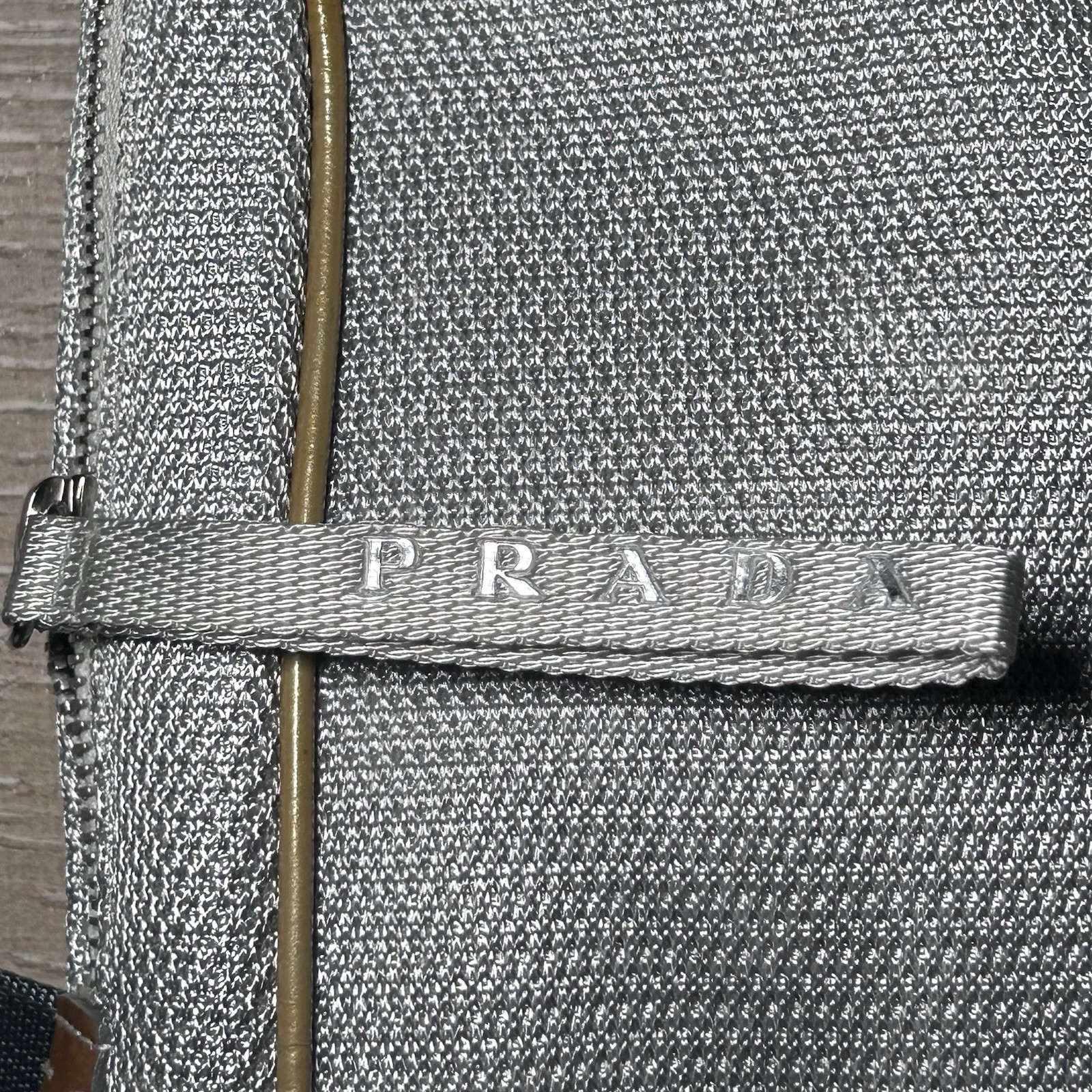 Prada Silver Metallic Tech Sling Crossbody Bag Non Prada Replacement Strap