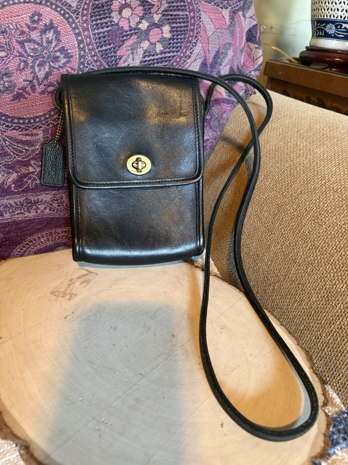 VTG Y2K COACH PURSE 9893 BLK SCOOTER Leather Turlock MESSENGER Crossbodybag