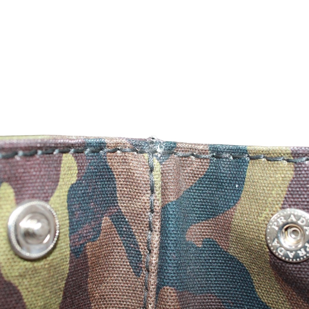 PRADA B2642B Canapa Camouflage Handbag canvas khaki brown black Women