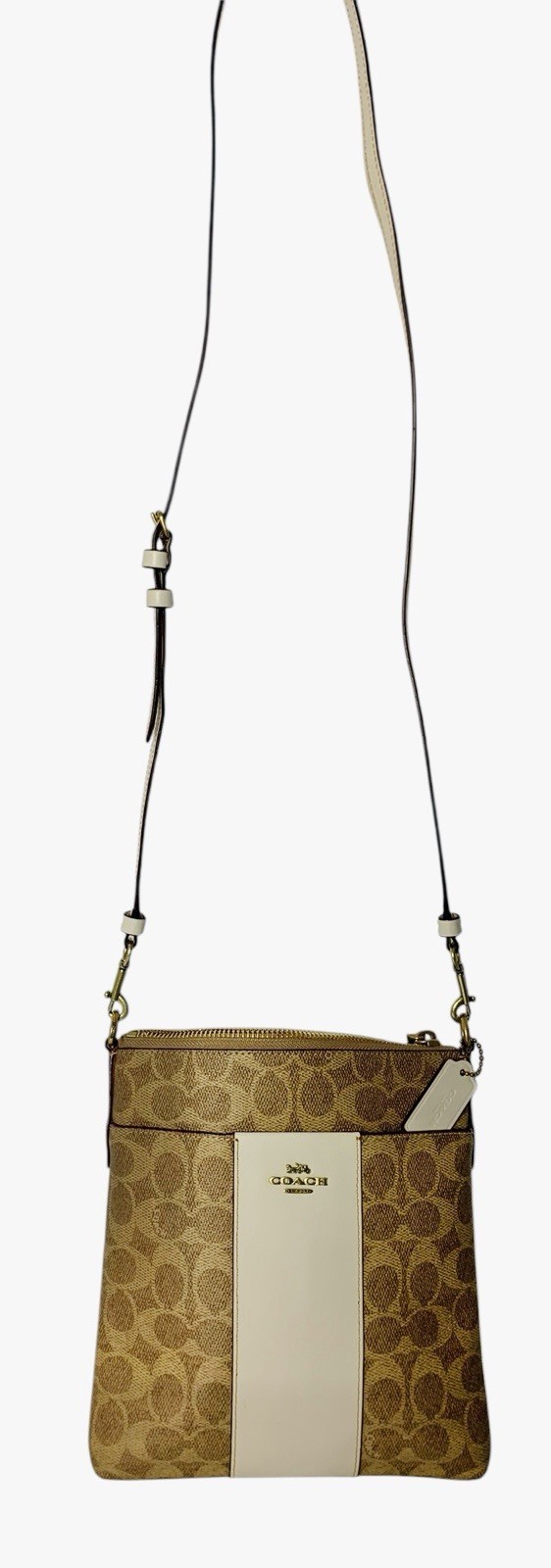 Coach Kitt Signature Canvas Colorblock Ivory Trim Messenger Crossbody -EXCELLENT