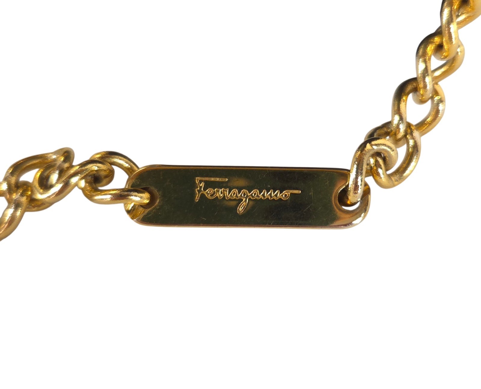 Vintage Salvatore Ferragamo Horseshoe Chain Flap Bag OS Women Black Leather Rare