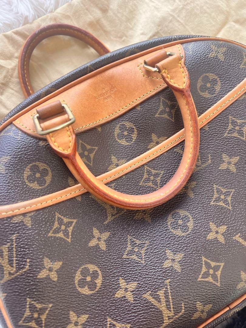 Authentic Louis Vuitton Monogram Trouville Handbag M42228 Brown PVC w/Dust Bag