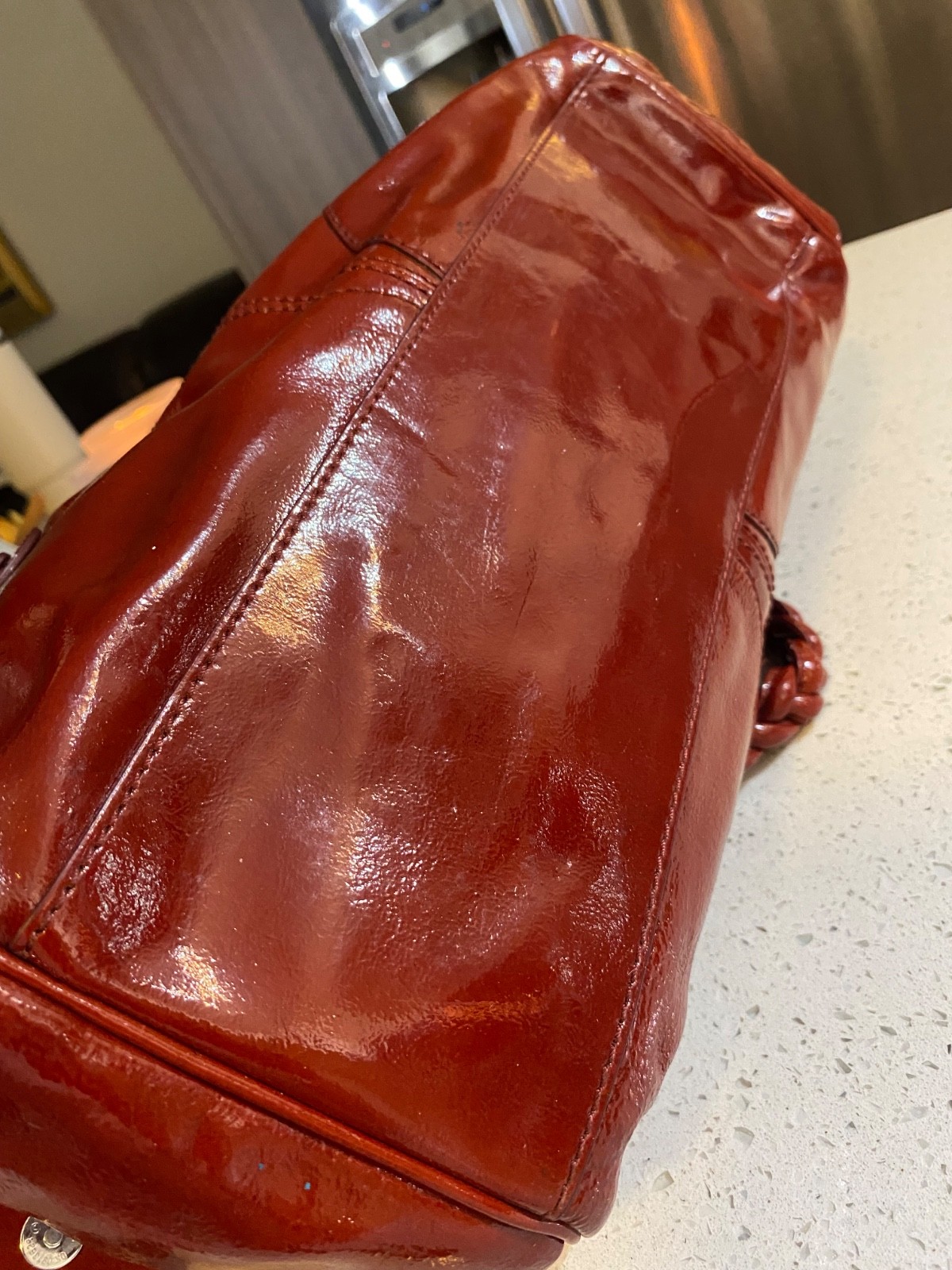 Francesco Biasia Secret Love Red Leather Shoulder Bag Satchel Braided Handles