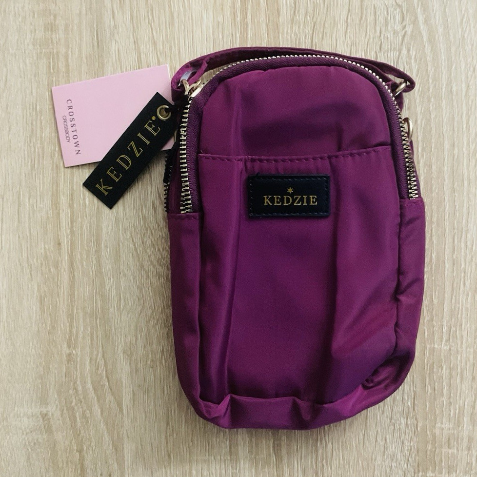 KEDZIE Purple Small Zip Crossbody Bag w/ Adjustable Detachable Strap