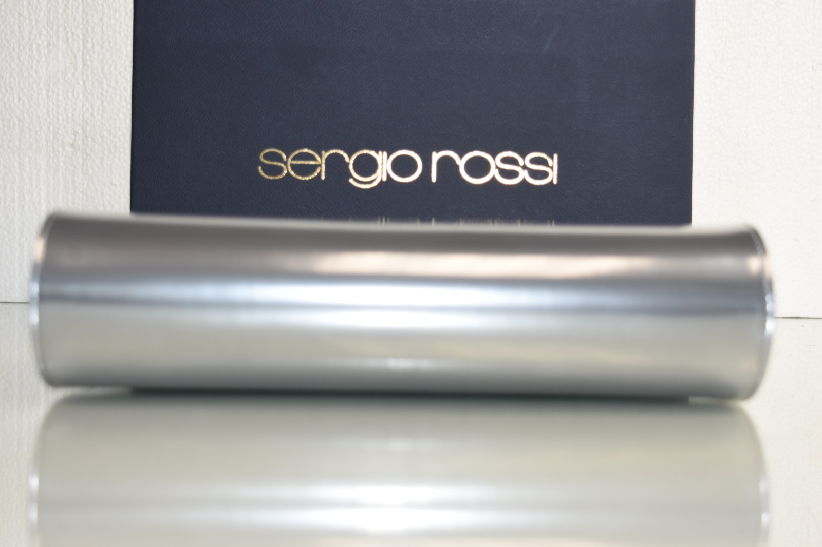 $1265 NEW Sergio Rossi Clutch Bag Chameleon Silver Patent Leather Mirror RARE