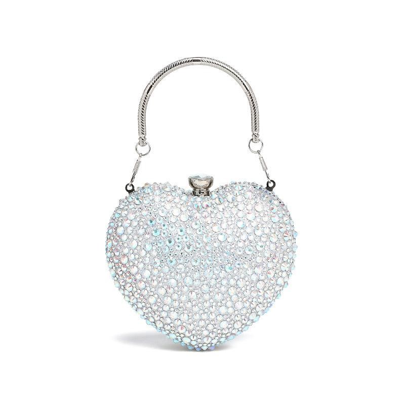 Crystal Style Heart Clutch Bag Rhinestone Evening Wedding Party Bag