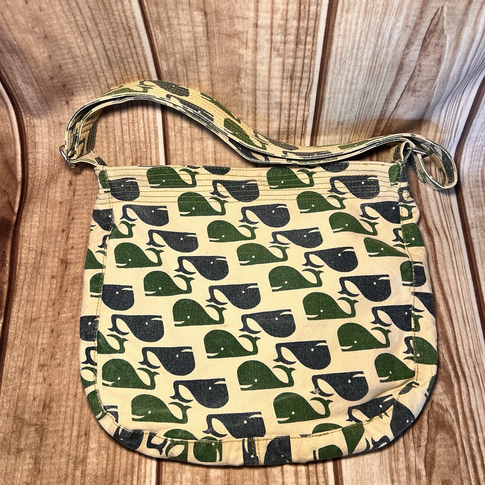 Bungalow 360 Whale Purse Tote REVERSIBLE /dots Shoulder Bag Canvas Green Blue