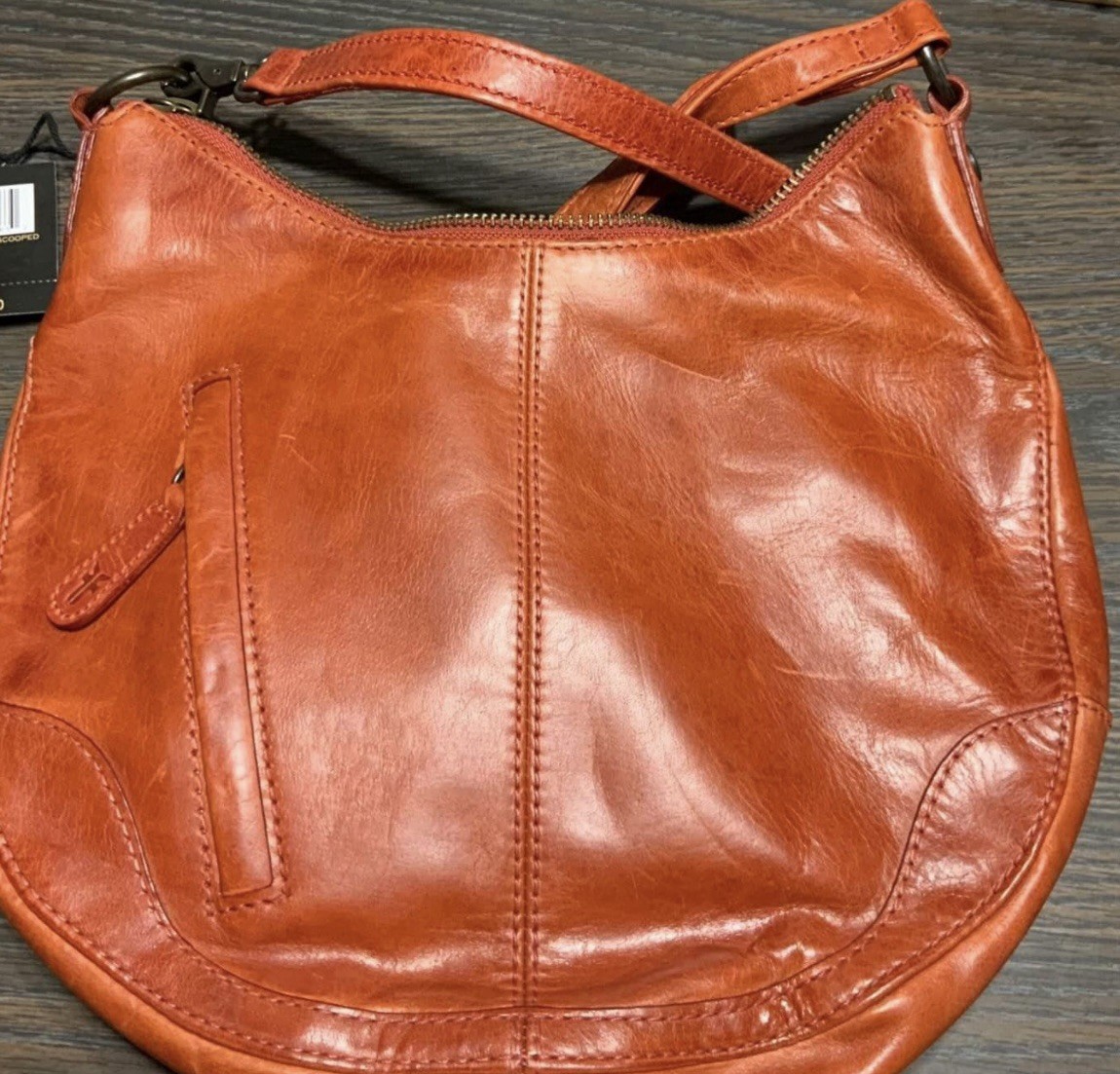Frye Melissa Small Zipped Hobo Cross Body Bag, Burnt Orange, Imported, Brand New