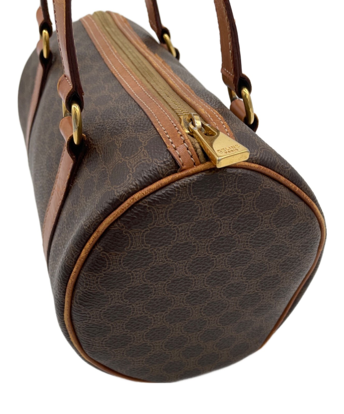 Celine Monogram Leather Handbag Shoulder Bag Gold Hardware Italy Mini bostonBag
