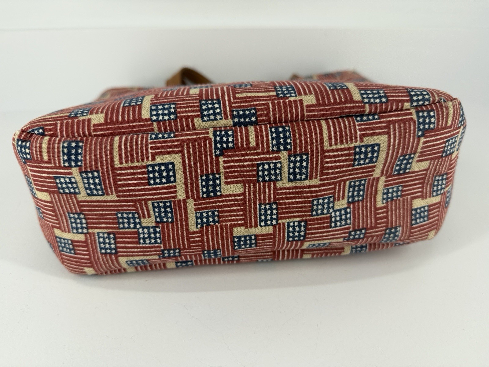 Longaberger American Flag Print Tote Handbag Shoulder Purse Made In The USA