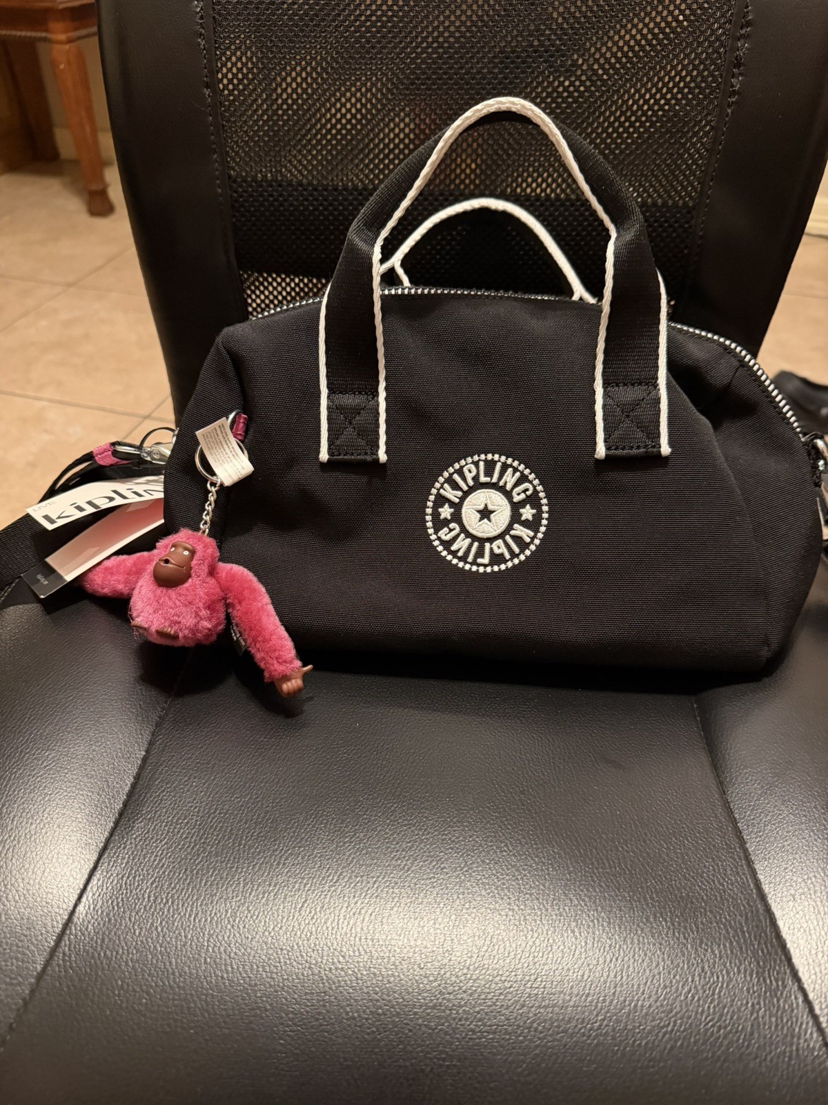 Kipling Bina M Nylon Crossbody Shoulder Terra Jet Black + Monkey Keychain NWT