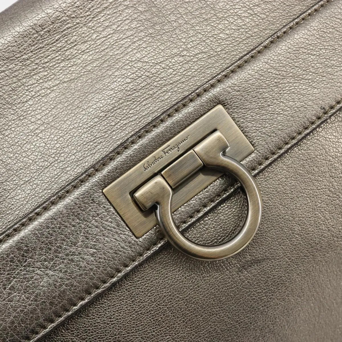 Salvatore Ferragamo Sofia Satchel Leather Silver Handbag