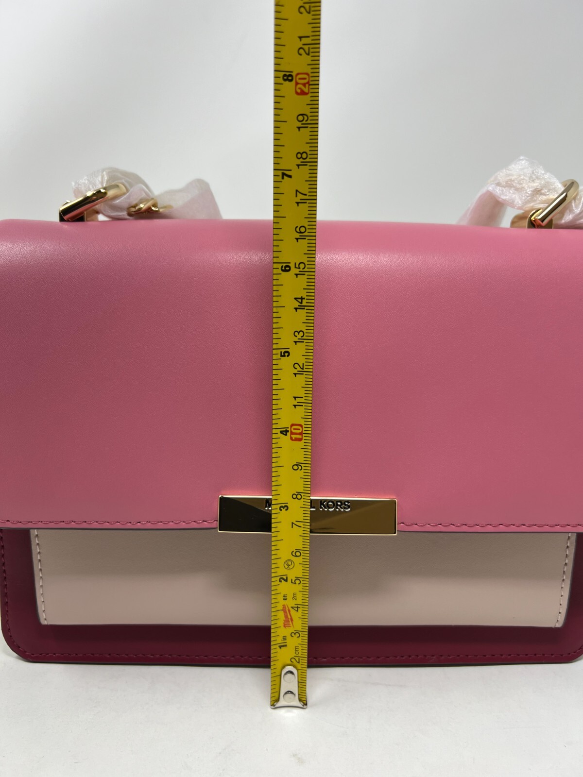 MICHAEL KORS JADE GUSSET LUGGAGE GOLD CHAIN CROSSBODY SHOULDER BAG /BERRY MULT