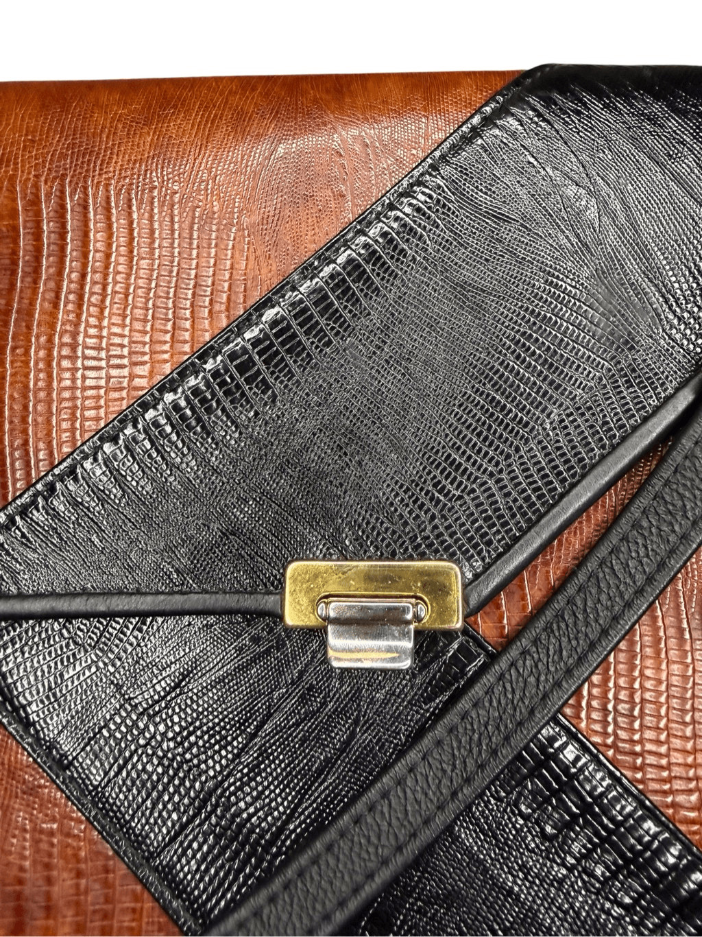 Roche Ventura Leather Shoulder Bag Black & Brown Nappa Leather Purse