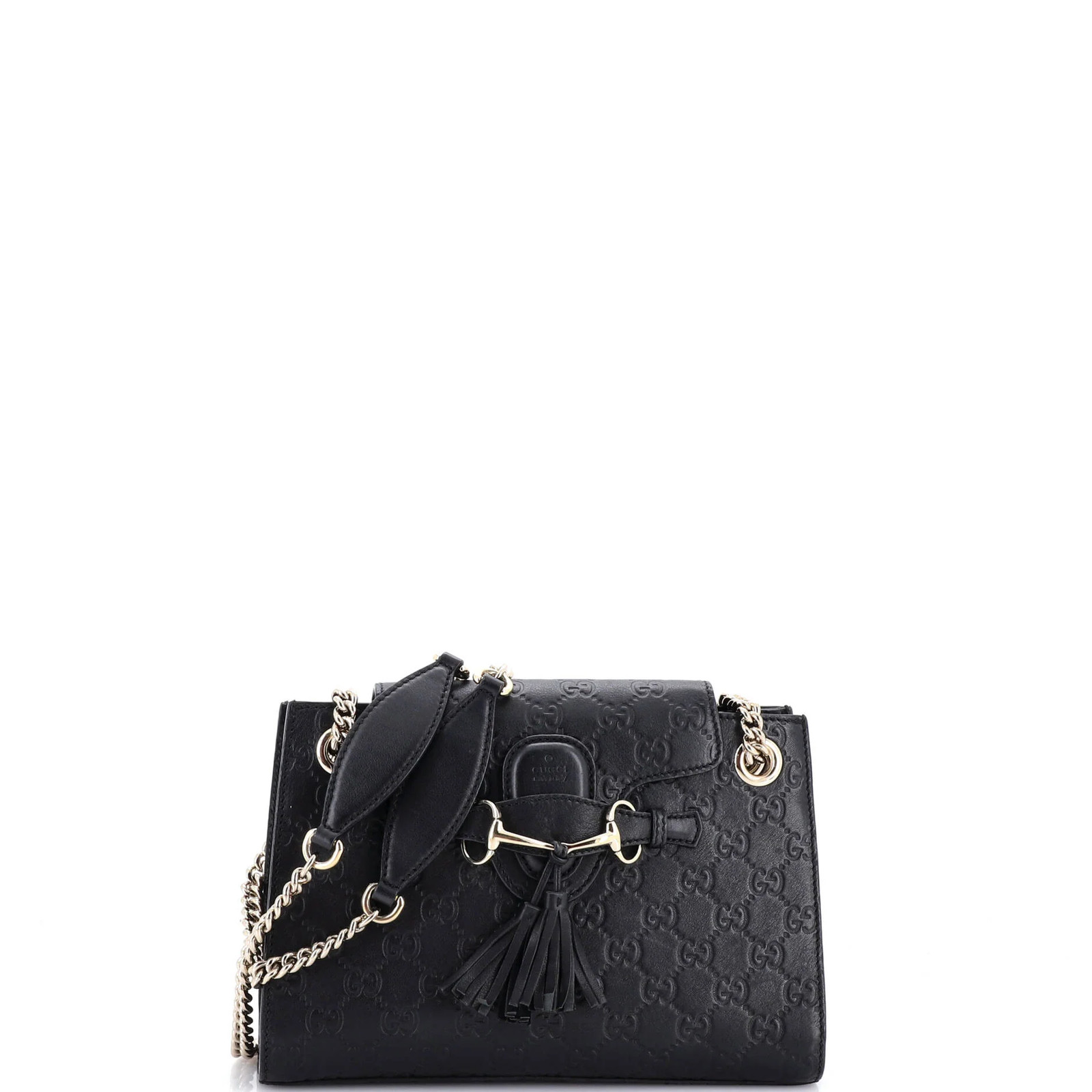 Gucci Emily Chain Flap Shoulder Bag Guccissima Leather Small