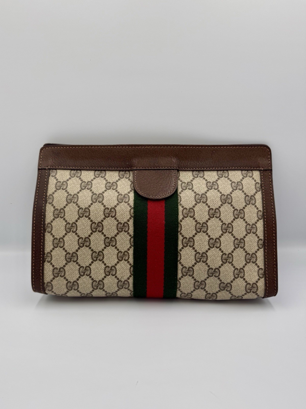 Gucci Supreme GG Clutch Brown Canvas Vintage