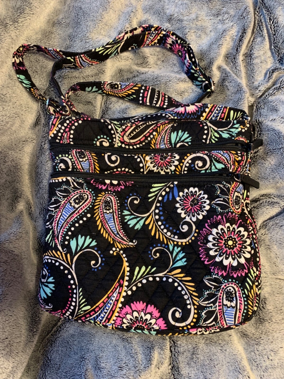Vera Bradley Triple Zip Crossbody Purse