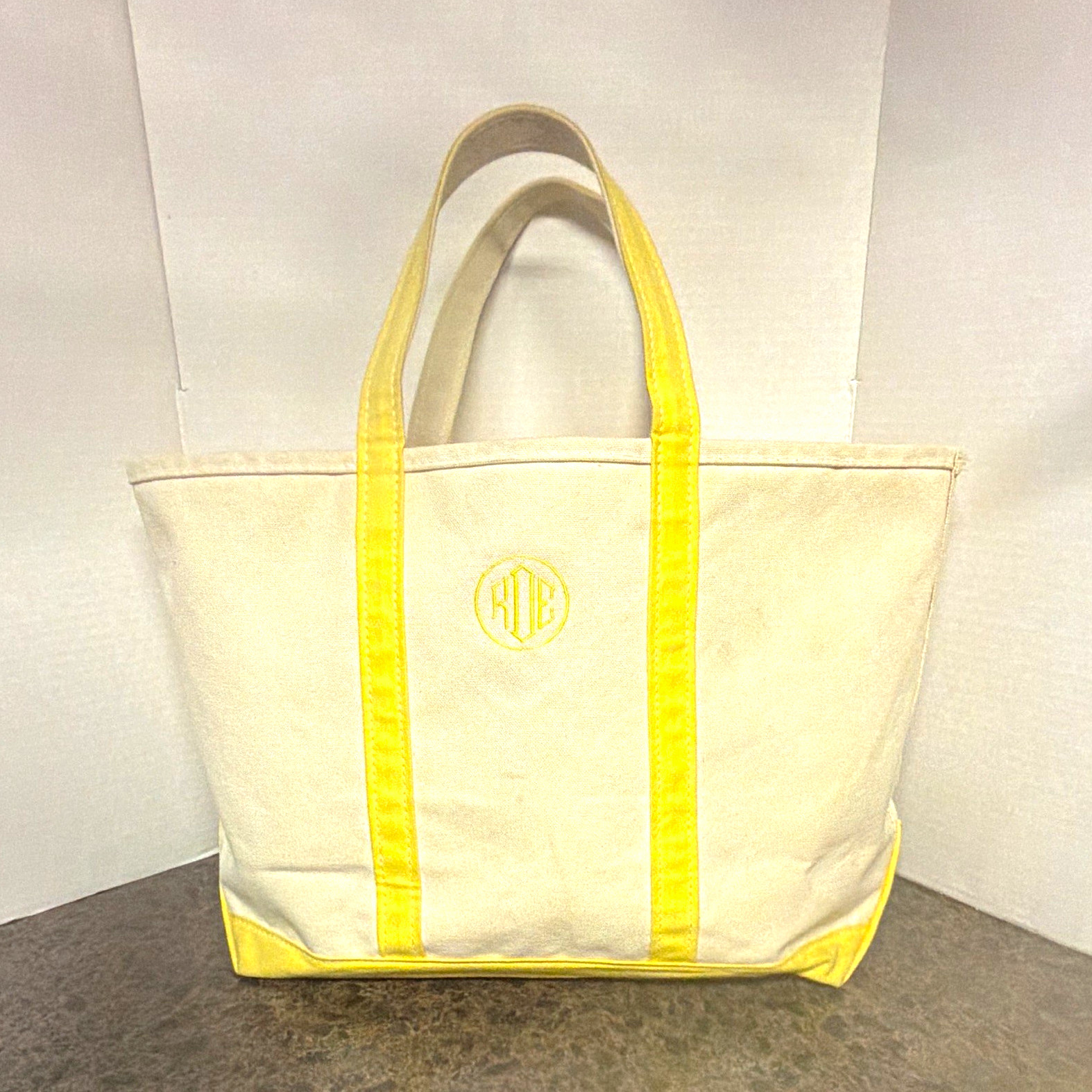 VTG L.L.Bean Boat and Tote Cream/Yellow Made in USA Unisex