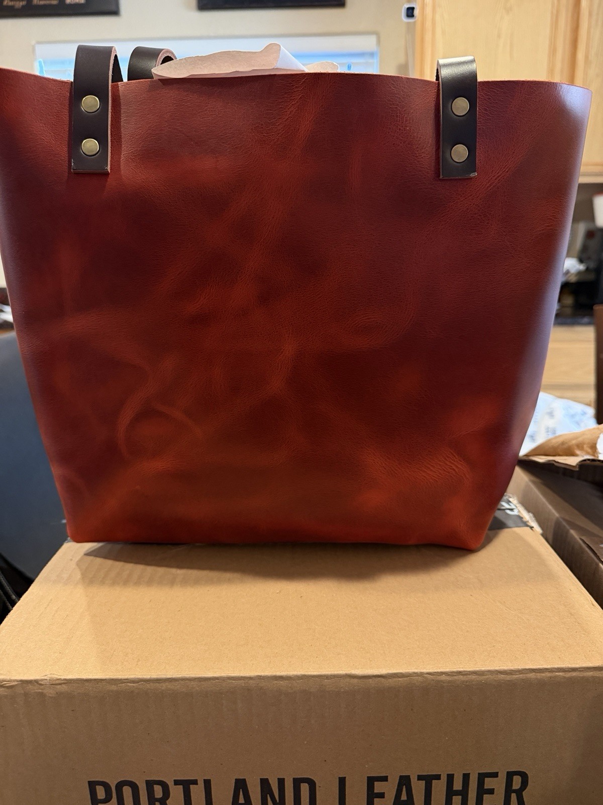 Portland Leather Goods PLG Large Classic ROSSO Tote Red Unicorn NEW
