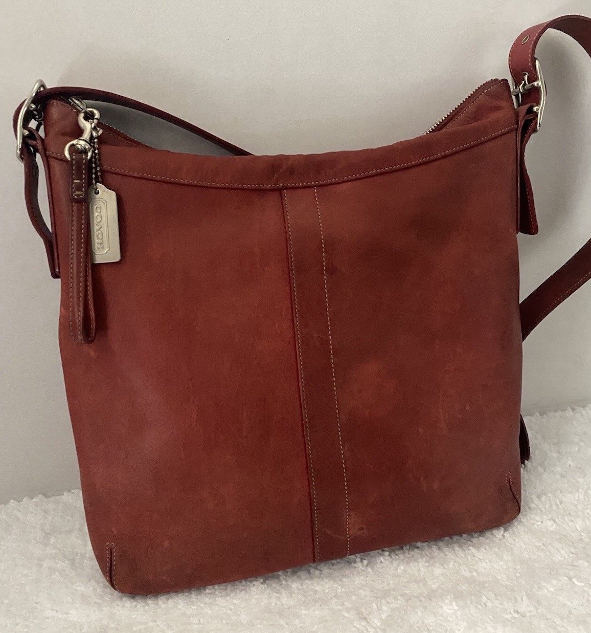 Coach Vintage Legacy Shoulder Bag 9188 Red Distressed Leather