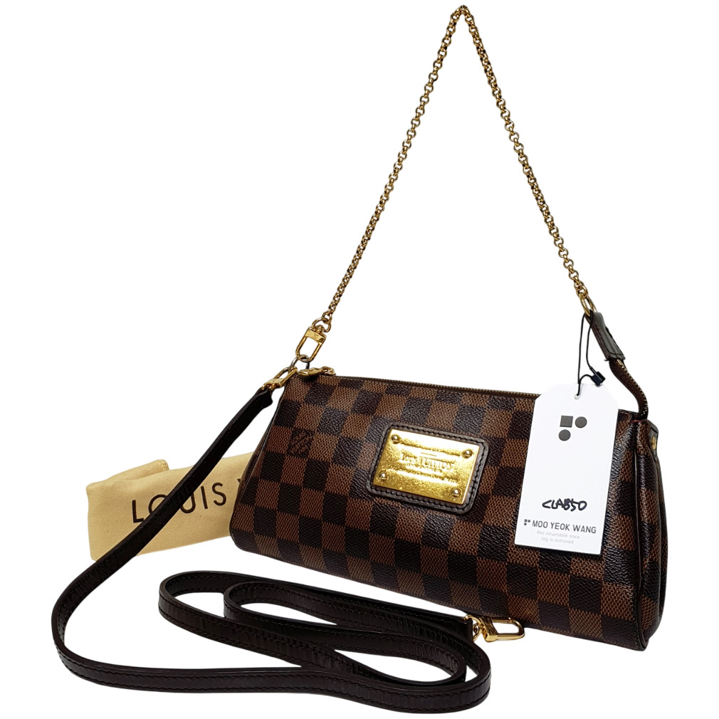 NO TARIFF Auth Louis Vuitton Eva Clutch Damier Ebene N55213 with Dust bag CLA850