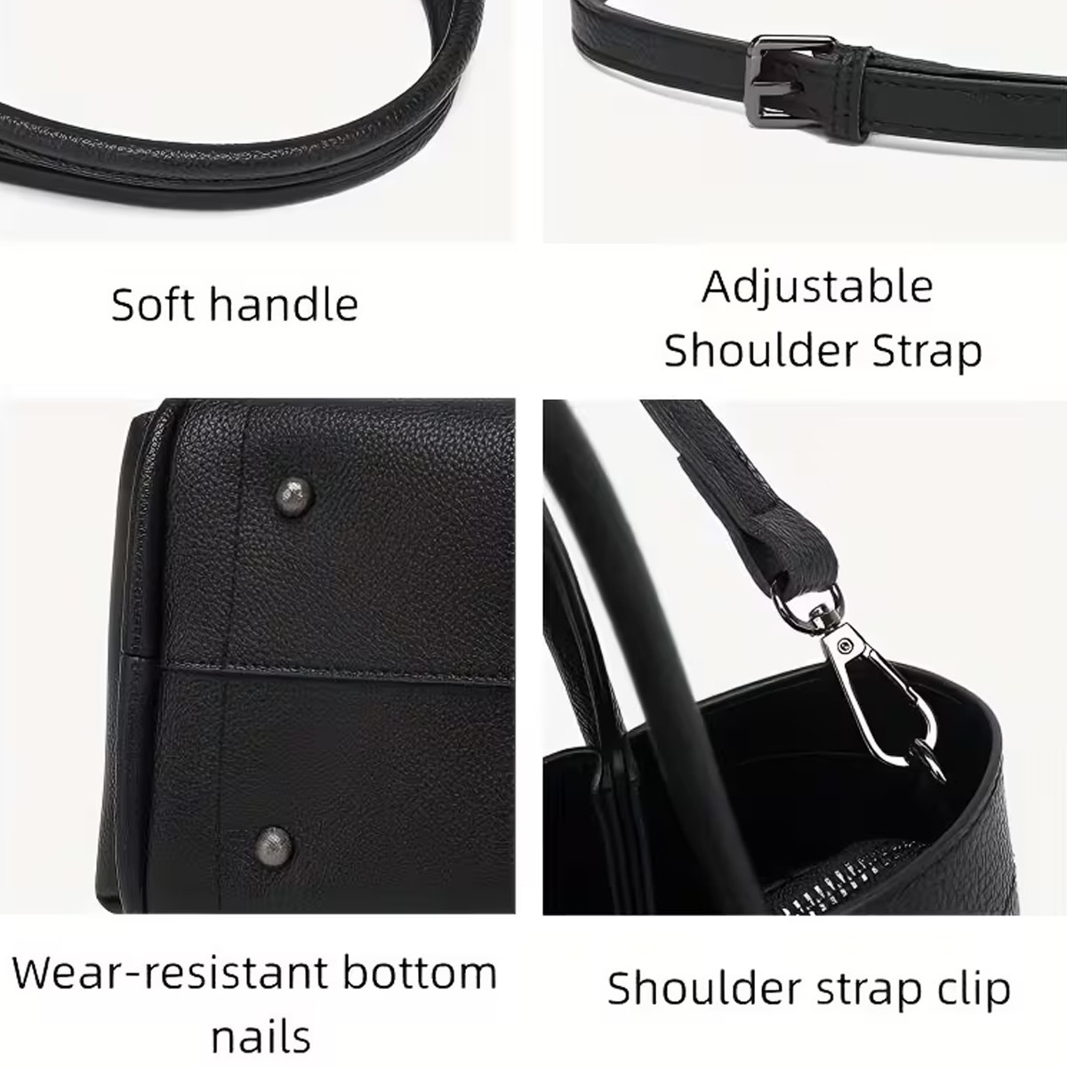Stylish Versatile Tote Bag Casual PU Leather Top Handle Bag Retro Shoulder Bag