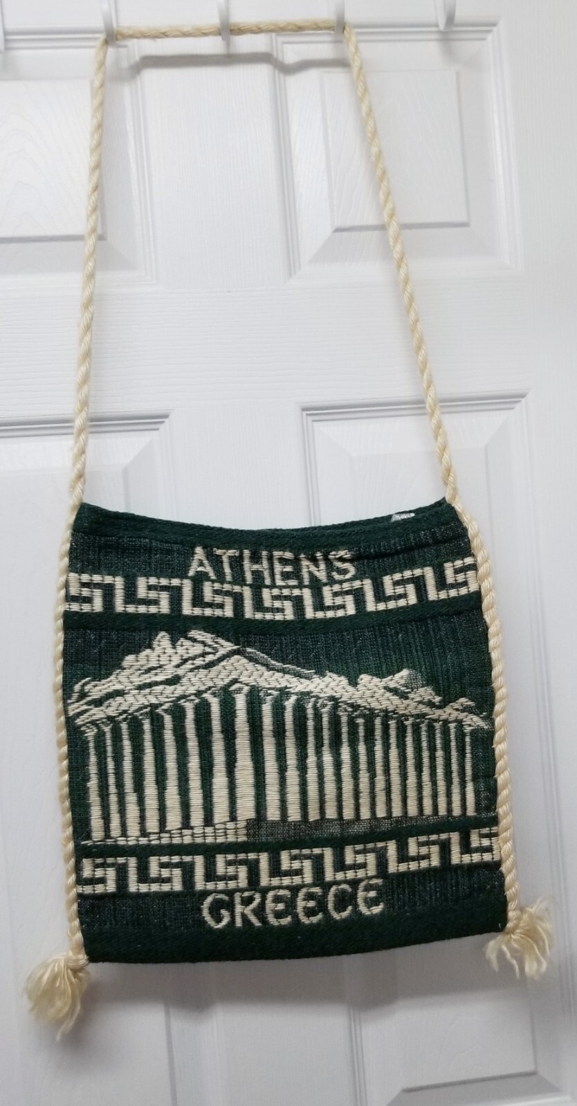 Green Wool Greek Design Bag, Vida Tote, Green Wool Camel Trim Bag, Beach Babe