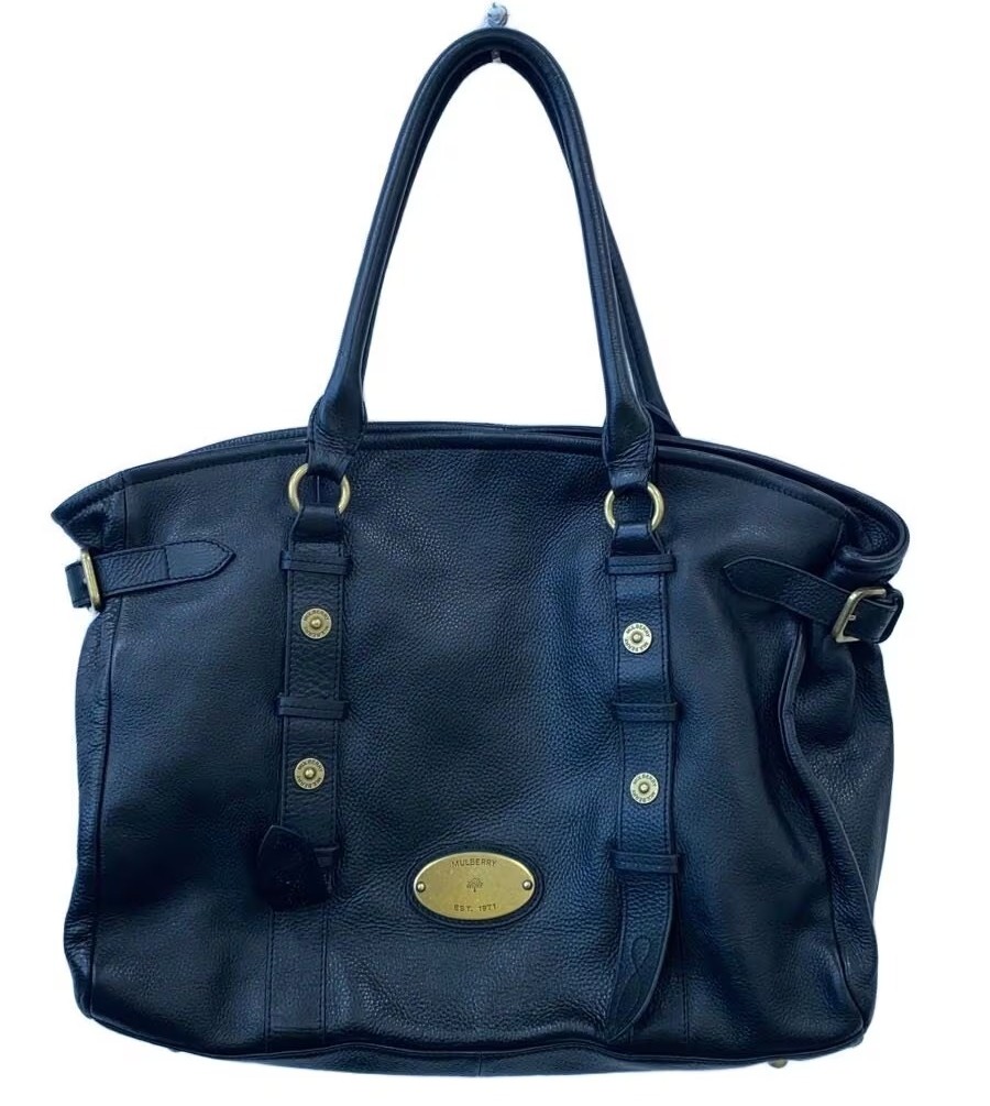 Mulberry Tote bag Black Leather Women Handbag Purse Shoulder