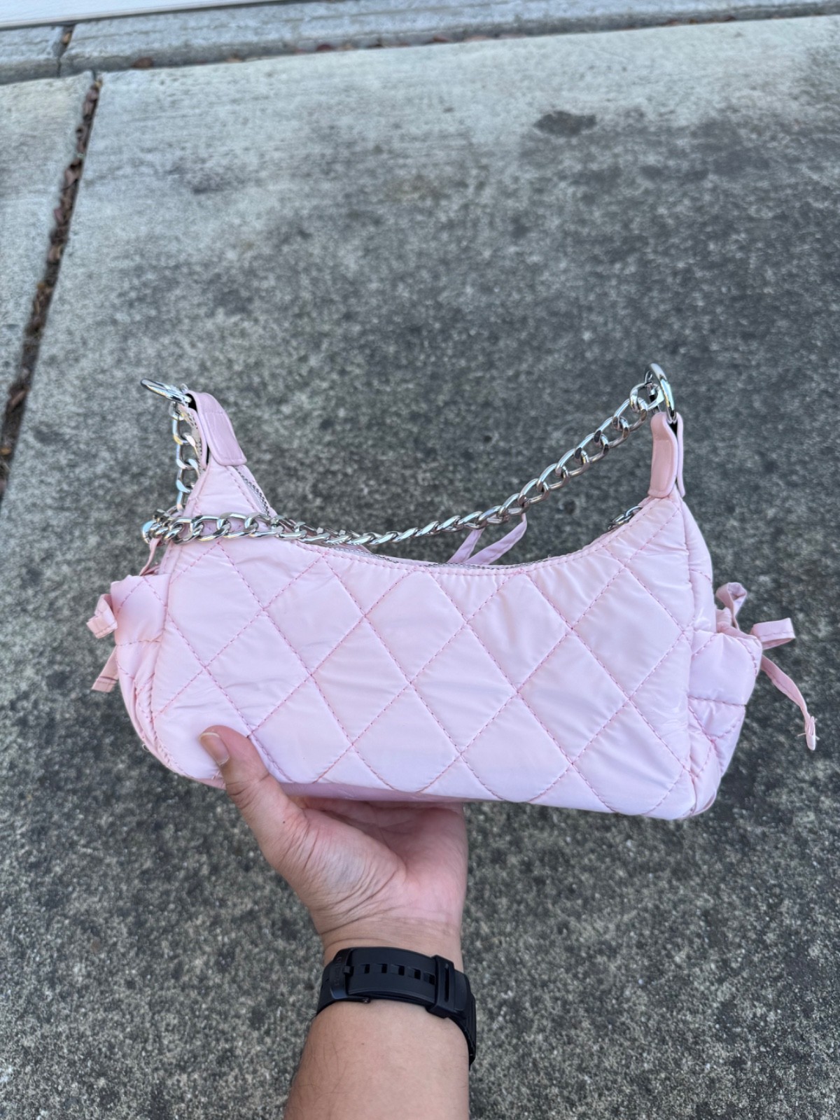 Cider Bowknot Quilted Shoulder Bag Pink Y2K Aesthetic