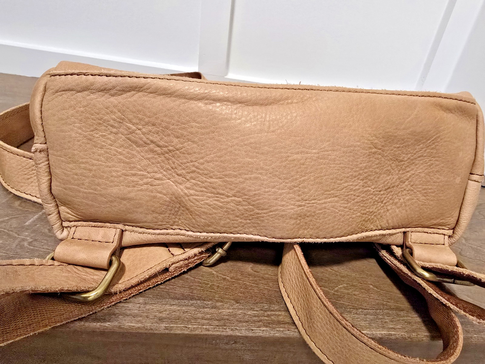 American Leather Co Cleveland Soft Pebbled Leather Backpack Purse Bag, Camel
