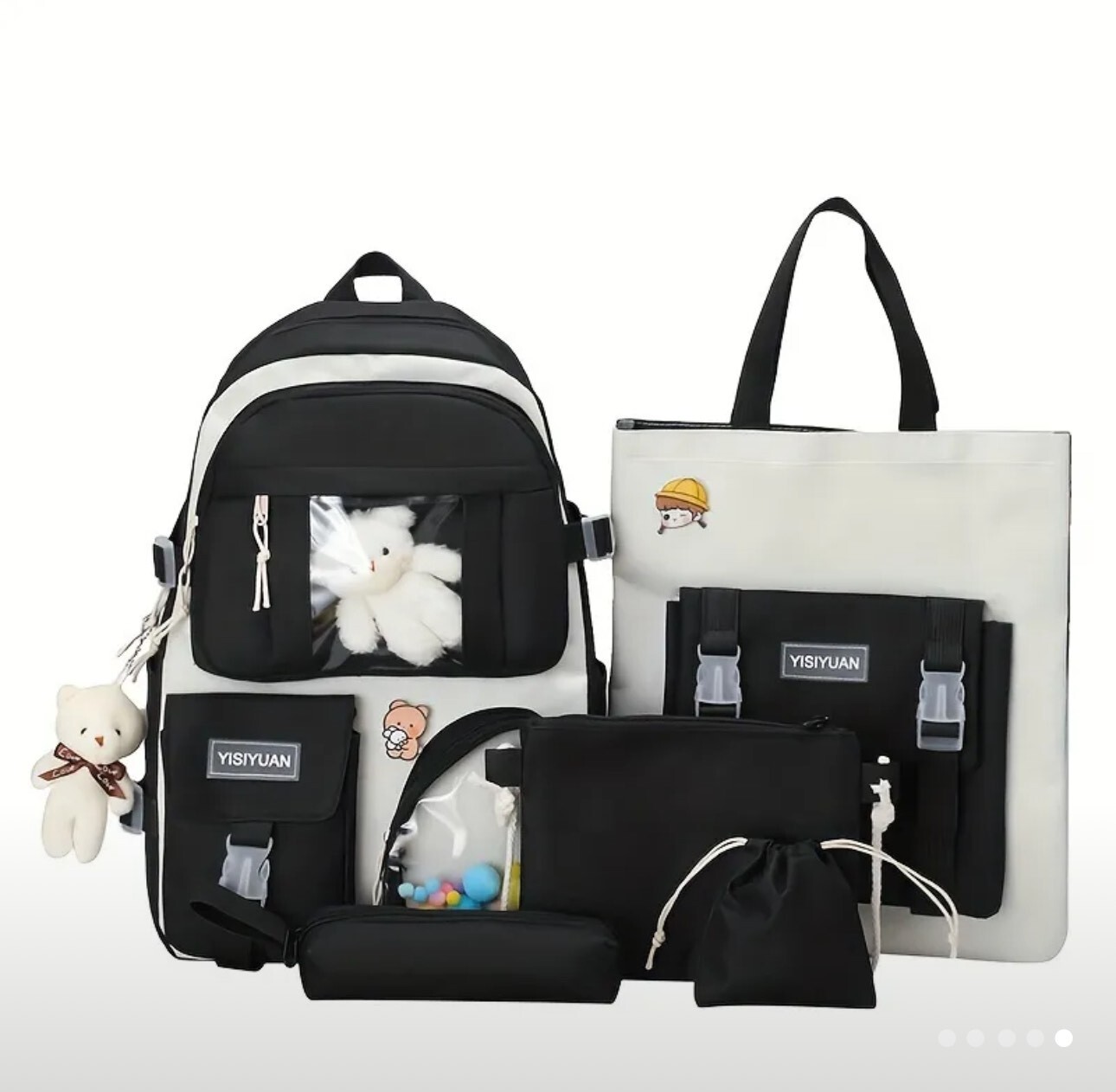 New Five-piece Backpack Korean Version Of The School Bag