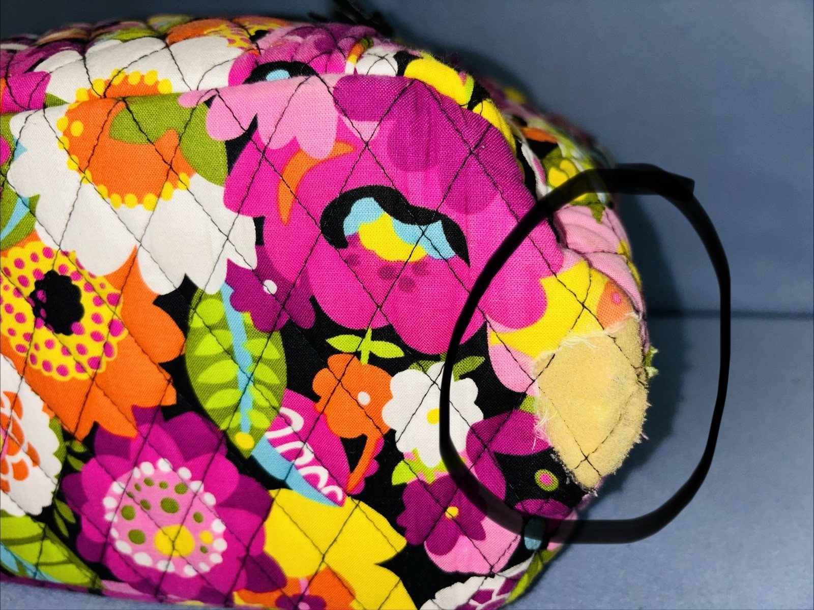 Vera Bradley Floral Quilted Tote Shoulder Bag Multicolor Turn Lock Key Clip Read