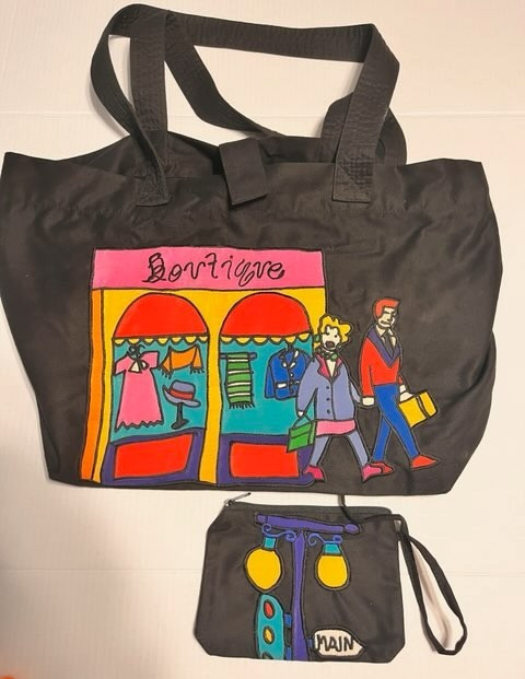 Silkscapes Fabric Tote BOUTIQUE Hand Dyed Silk Appliques with Attached Purse