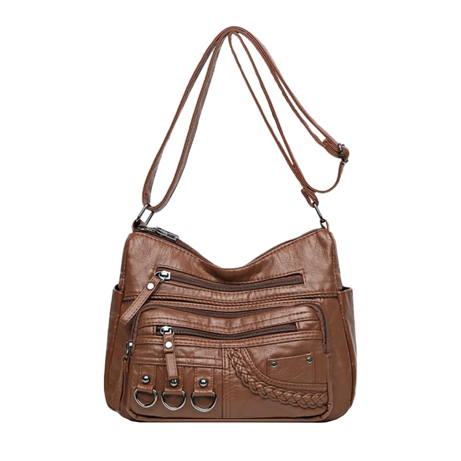 LassZone Womens Leather Handbag MultiPocket Crossbody Bag Waterproof Hobo Sho…
