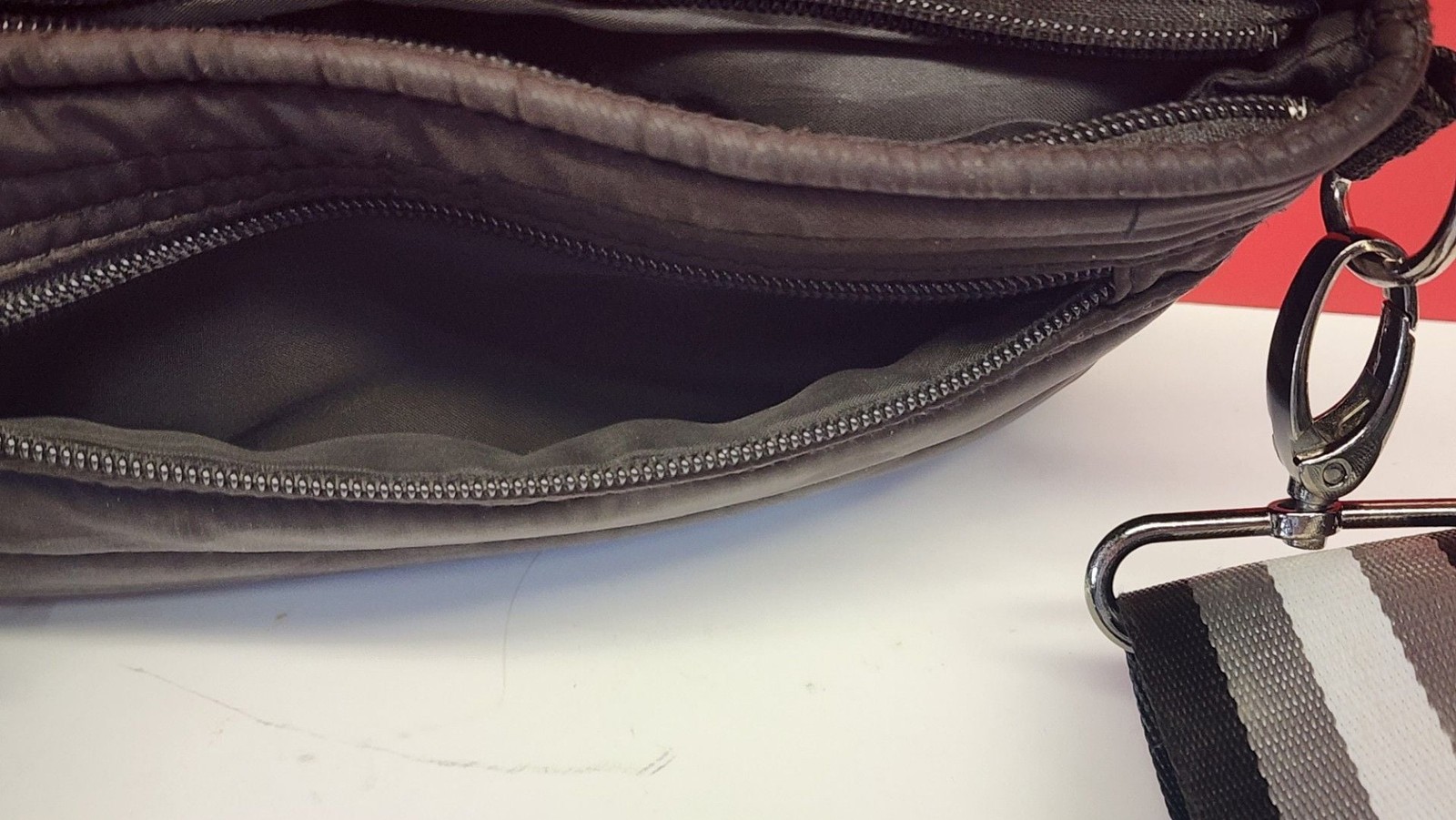 Think Royln Black Camo Puffer Crossbody Bag with Tricolor Strap